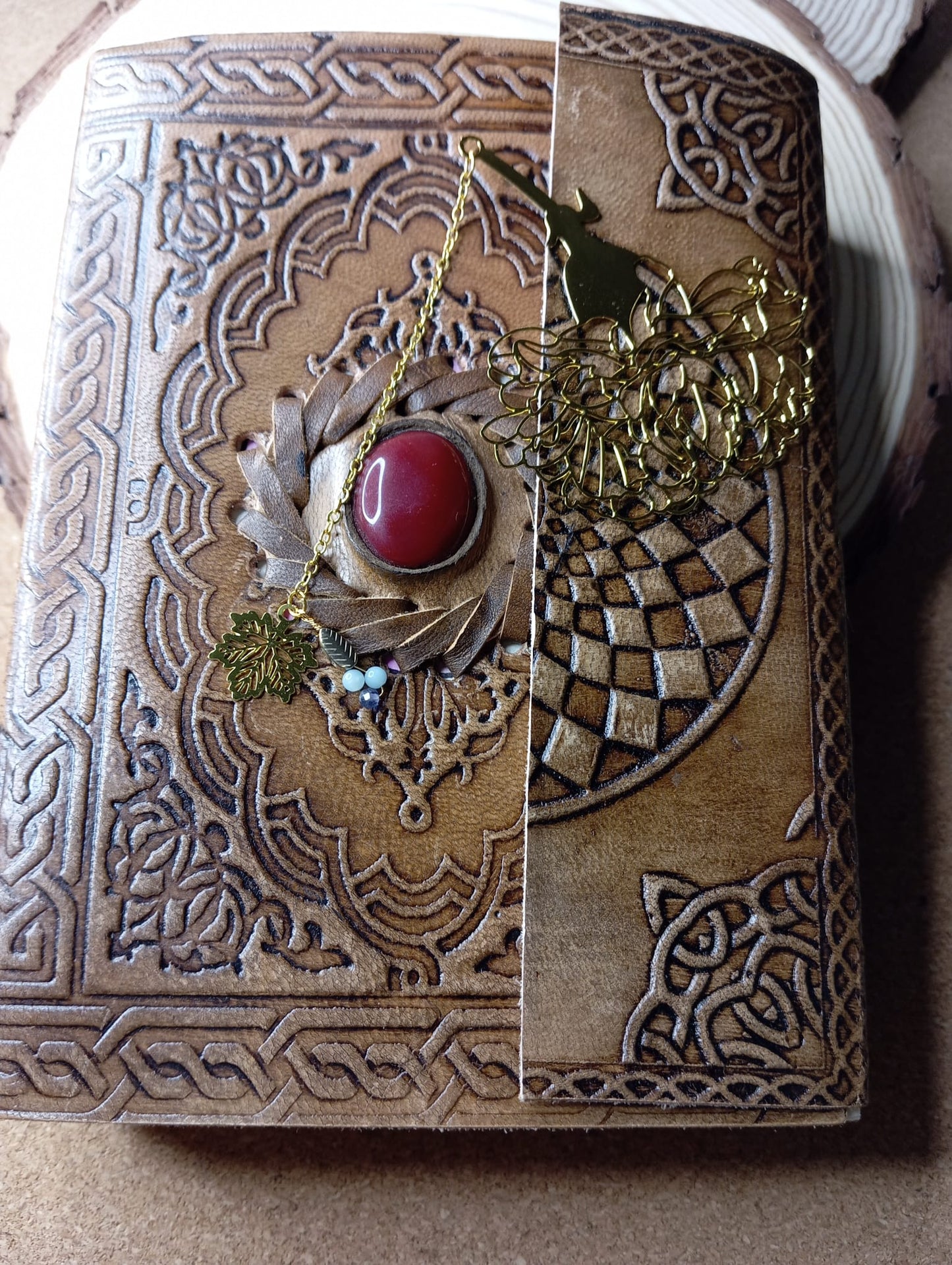 Marque page fleur amazonite et fluorite facettée
