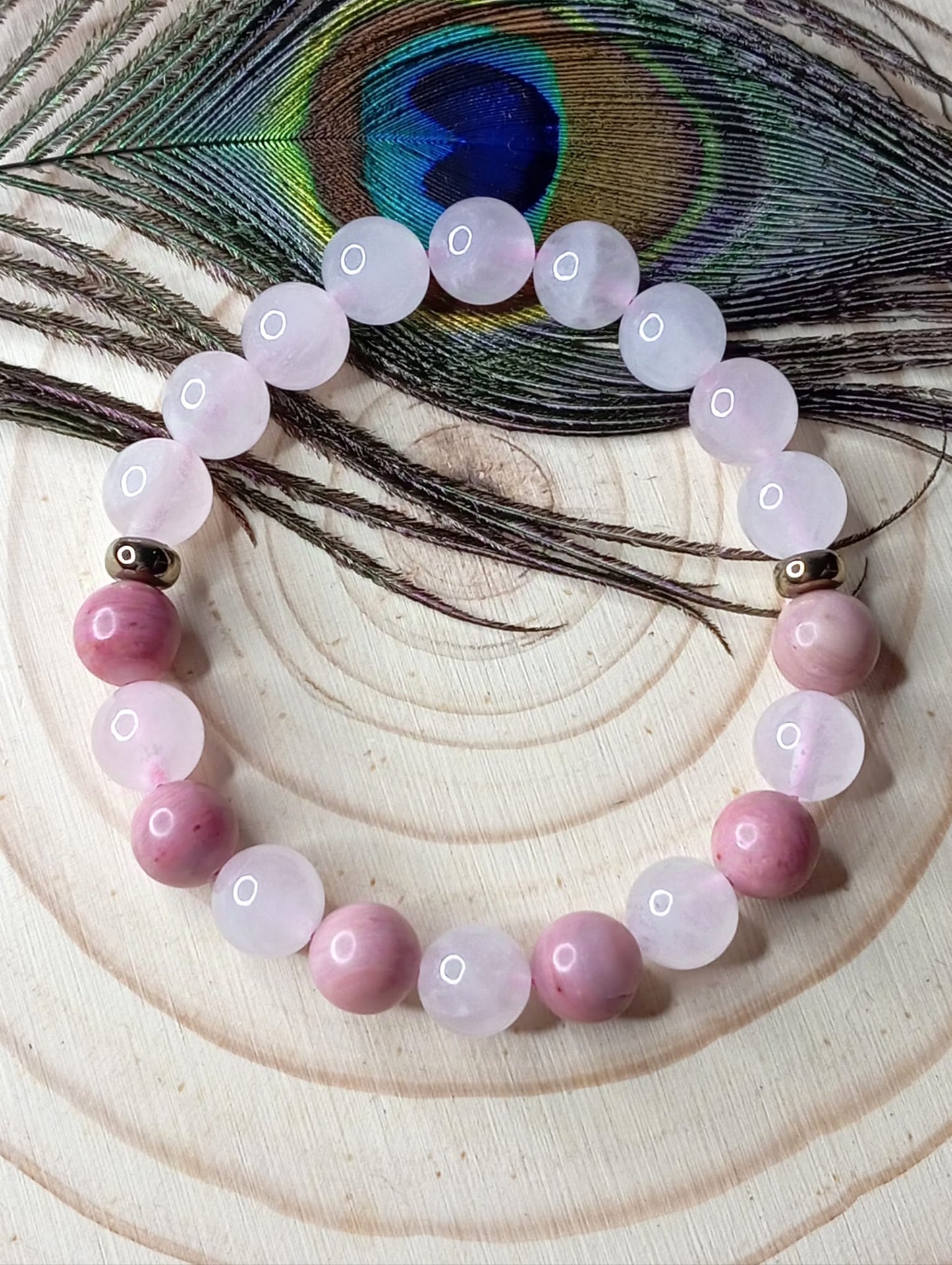 Bracelet en Quartz Rose et Rhodonite