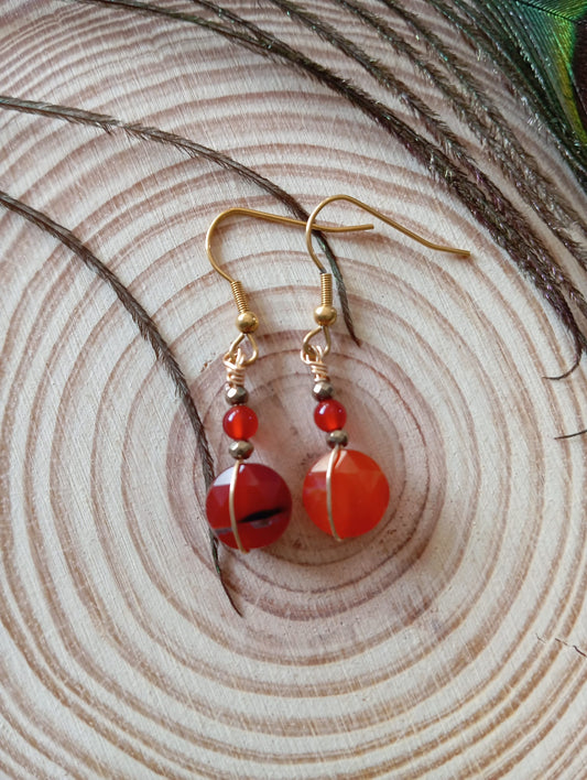 Boucles d'oreilles en cornaline facetee