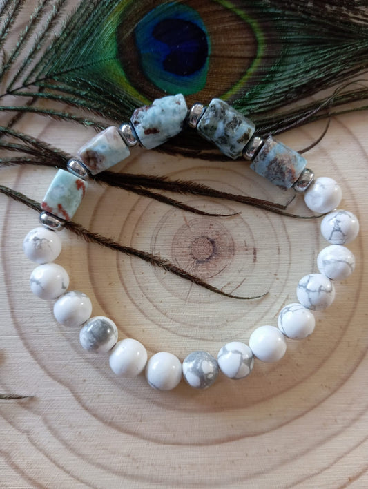 Bracelet en larimar et howlite