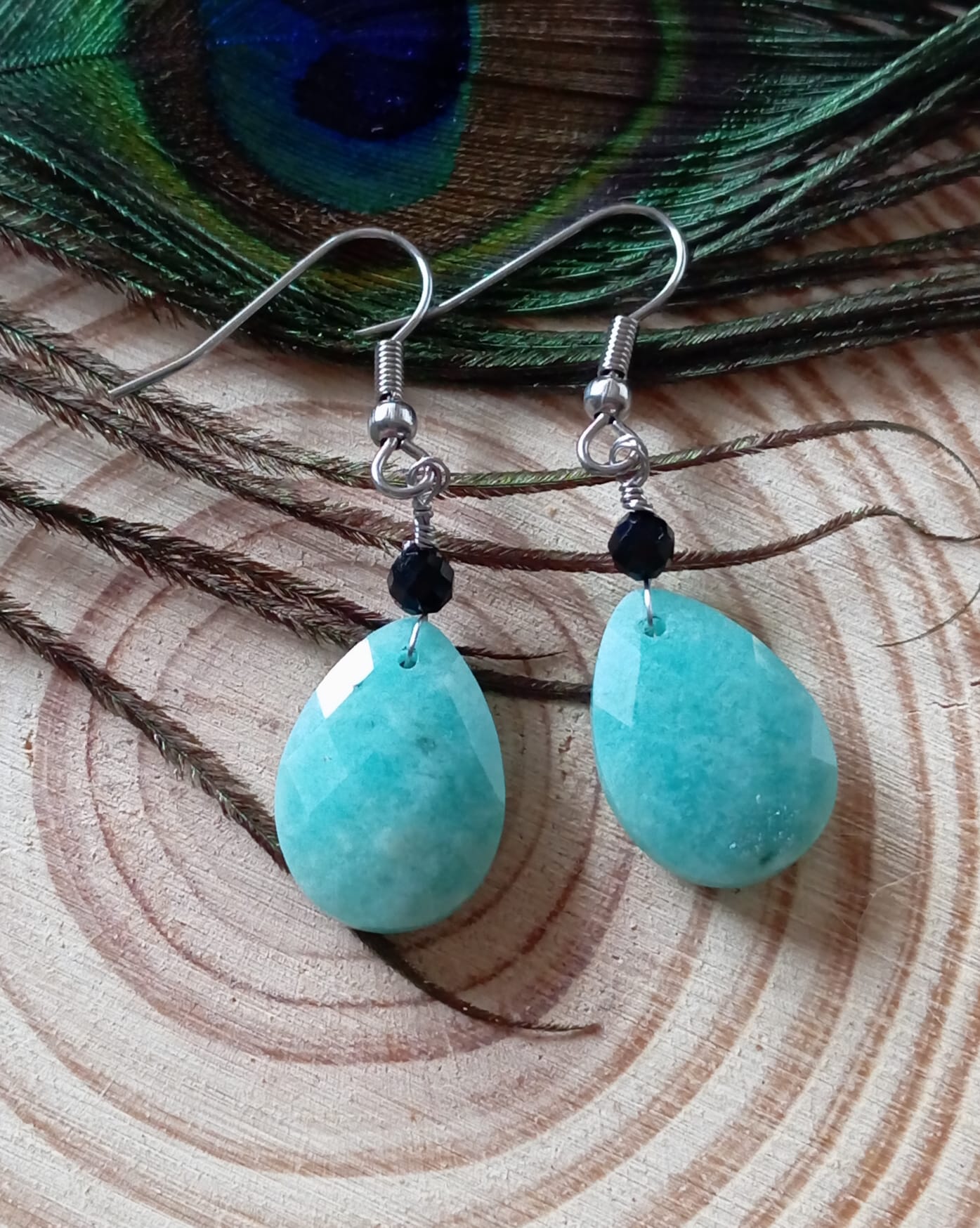 Boucles d'oreilles amazonite facetee