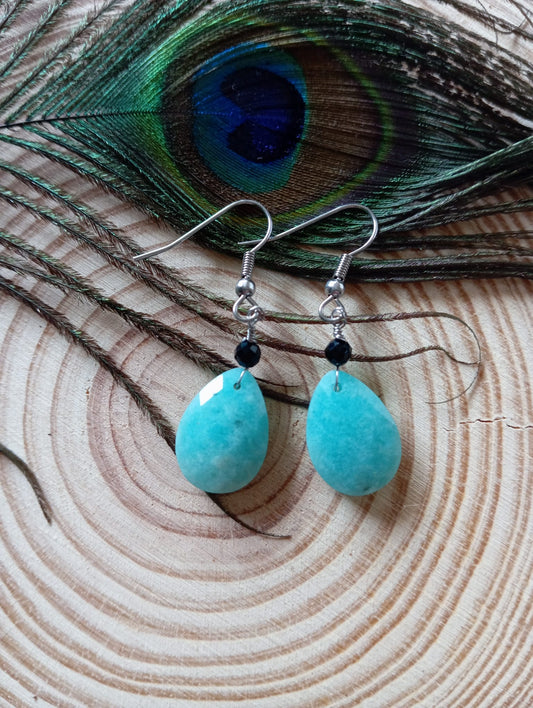 Boucles d'oreilles amazonite facetee
