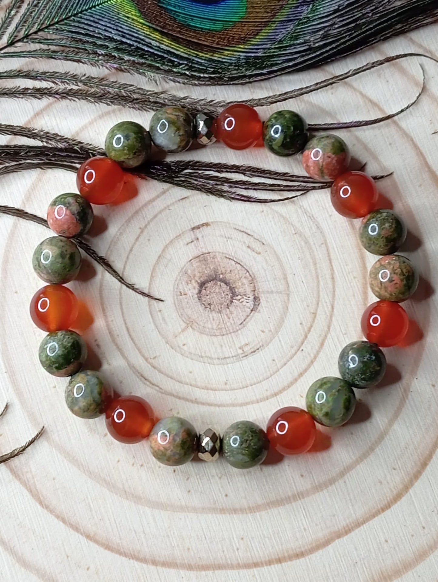 Bracelet en Unakite et Cornaline