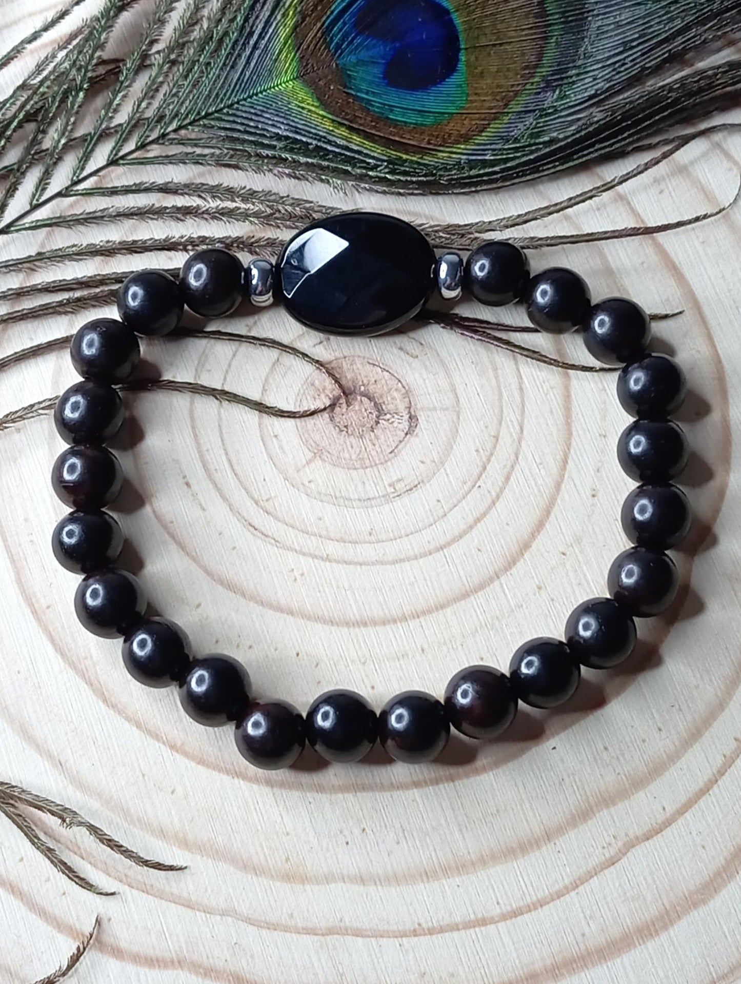 Bracelet en Onyx et Bois d'Ébène