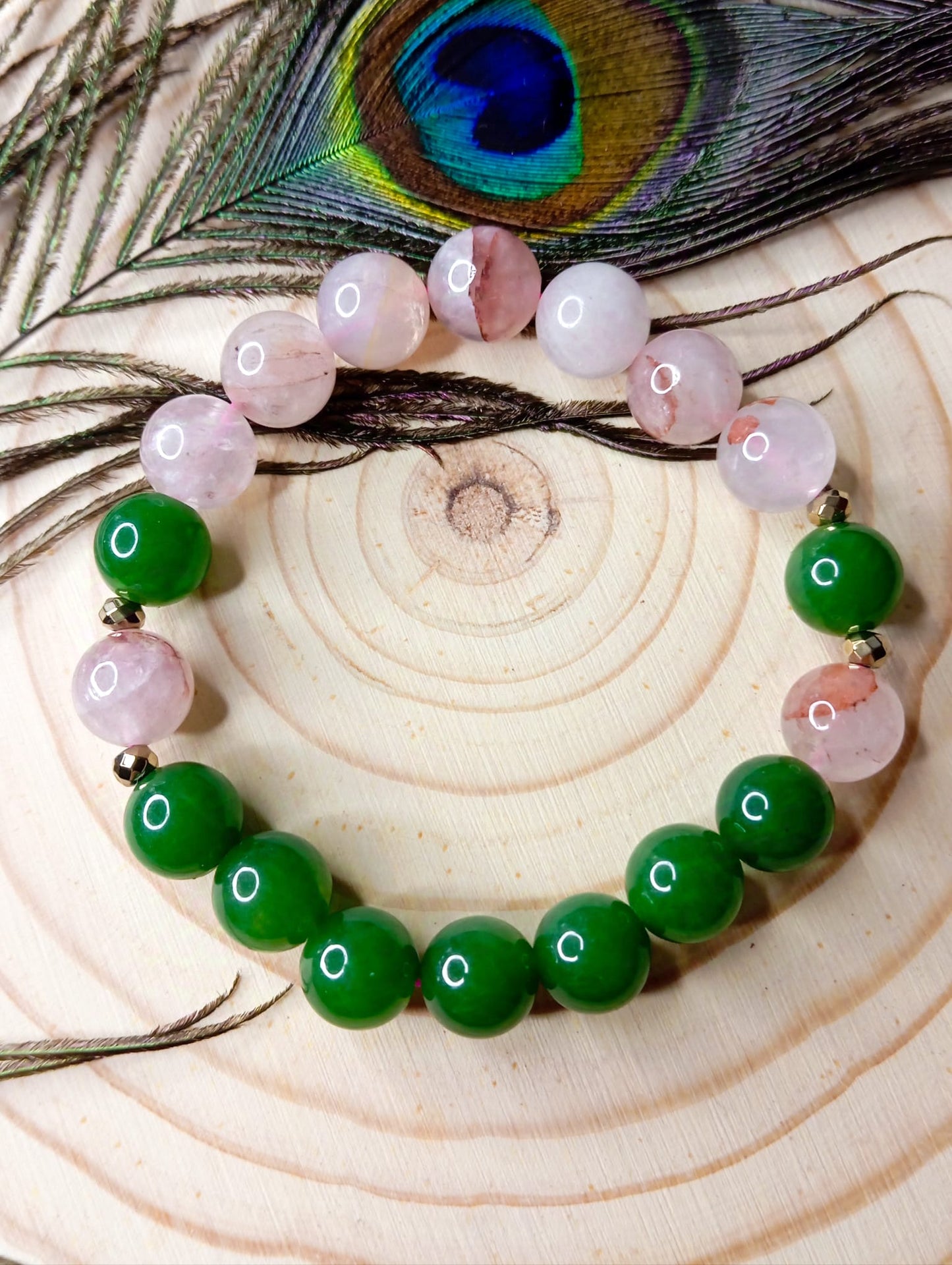 Bracelet en Jade et Quartz Rose