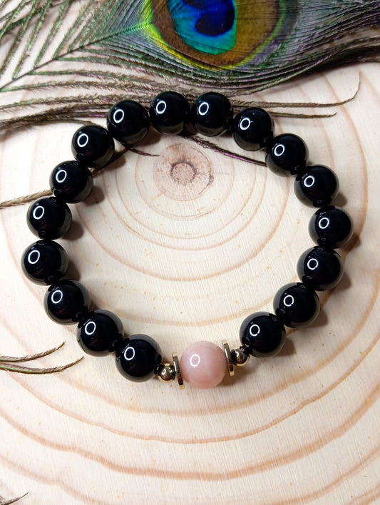 Bracelet en Onyx et Pierre de Soleil