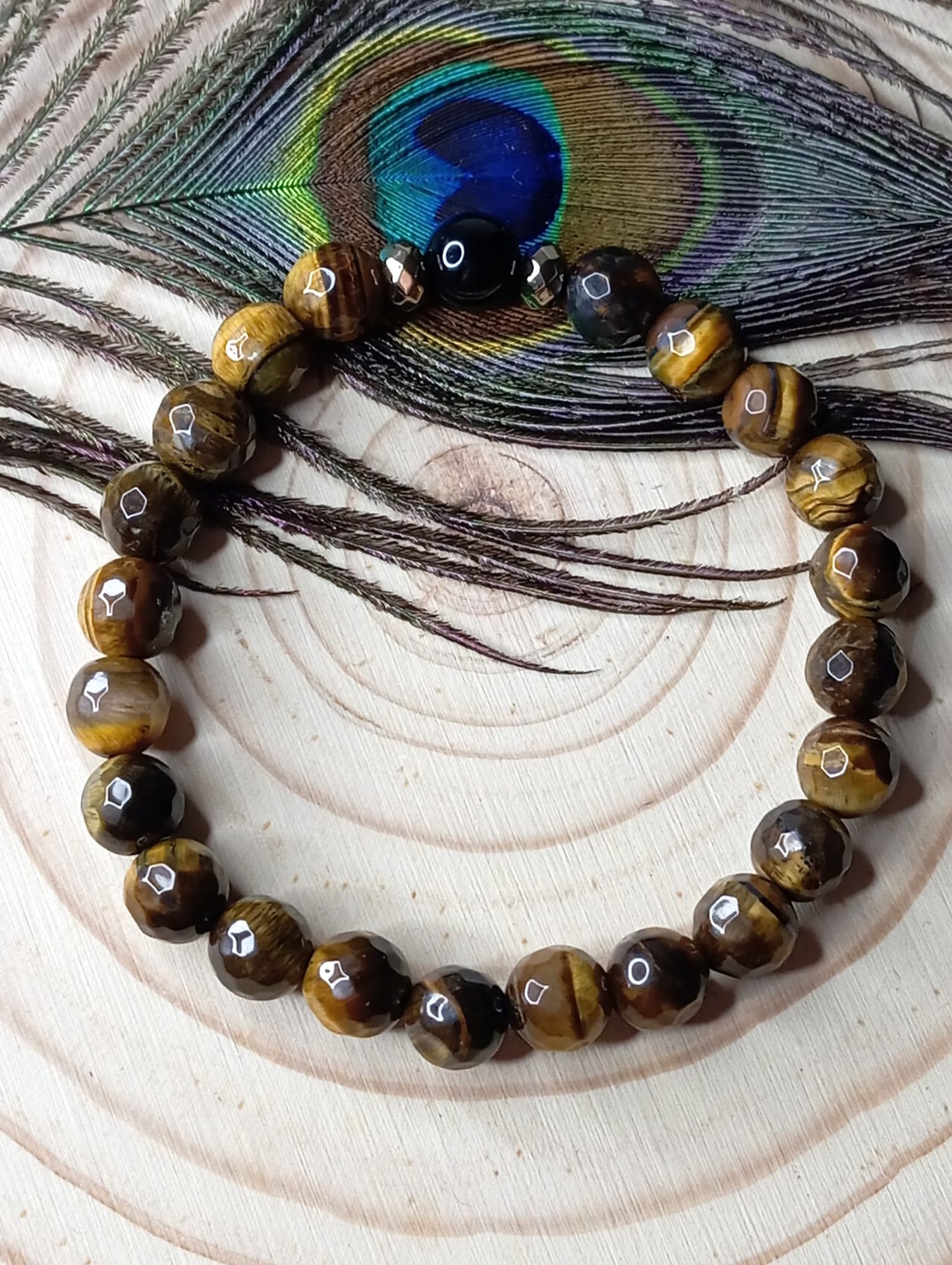 Bracelet en Œil de Tigre et Onyx