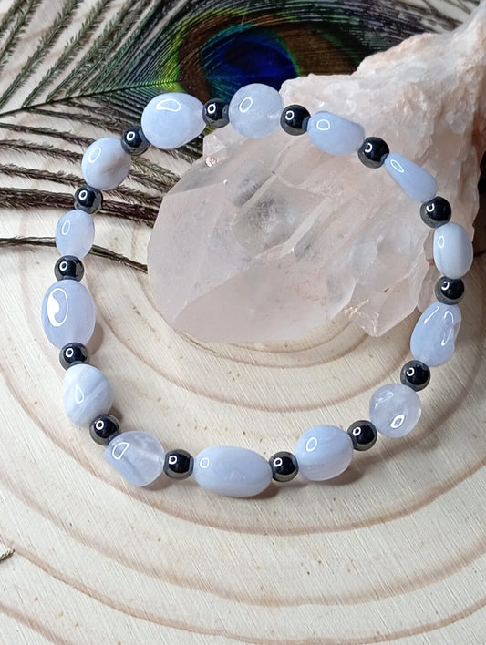 Bracelet en Calcédoine Bleu