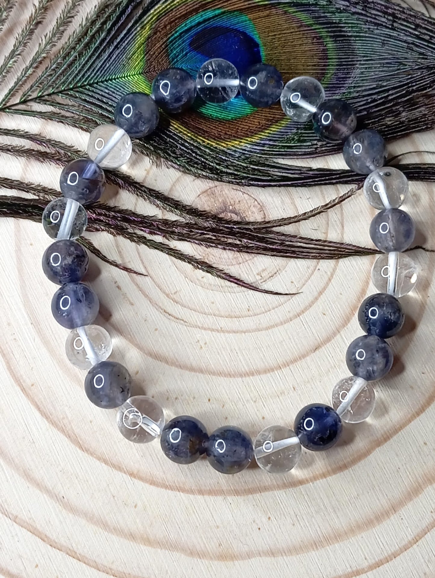 Bracelet en Iolite et Cristal de Roche