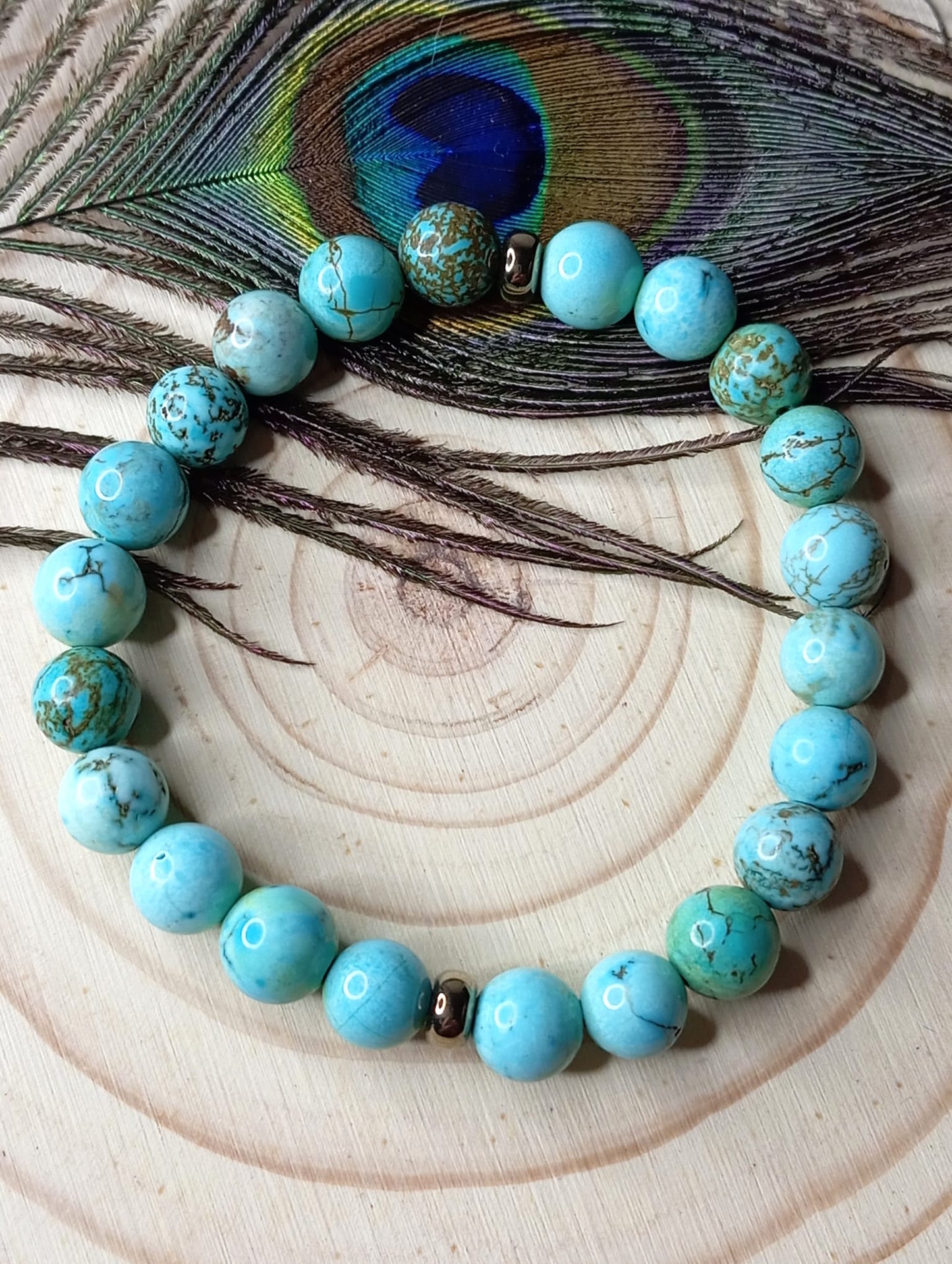 Bracelet en Magnésite Turquoise du Pérou