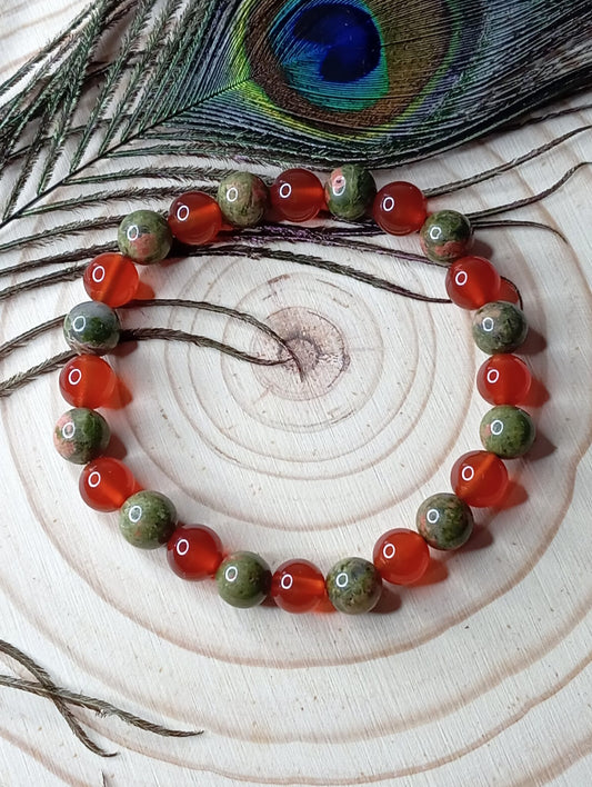 Bracelet en Unakite et Cornaline