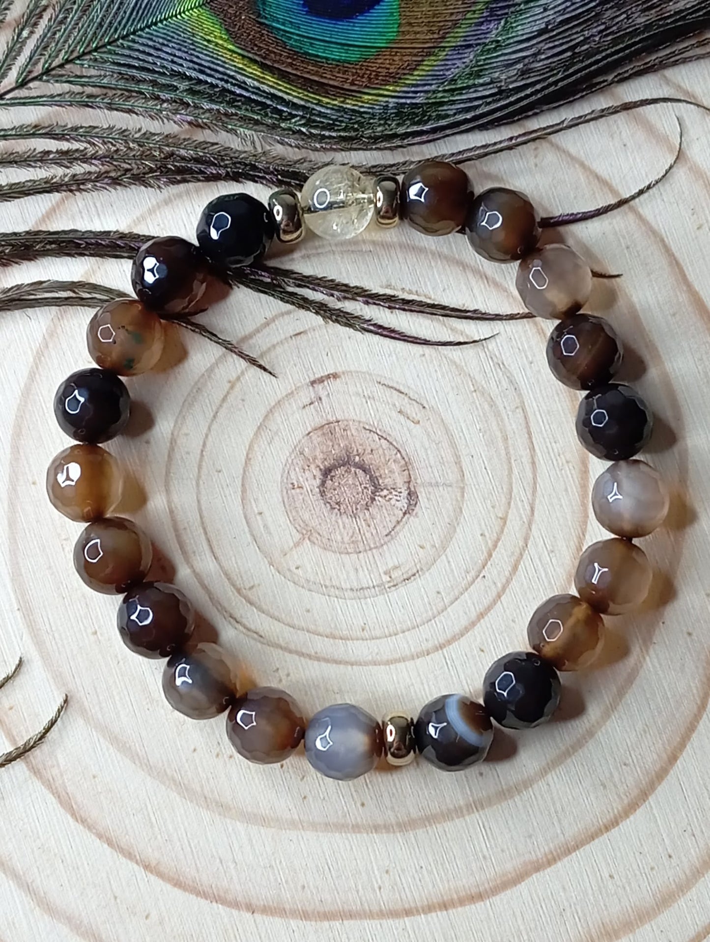 Bracelet en Agate Brown et Citrine