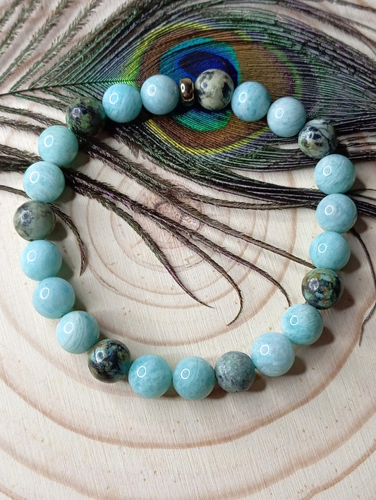 Bracelet en Amazonite et Turquoise Africaine